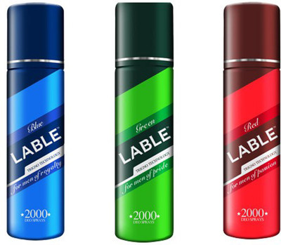 

lable Blue Green and Red Deodorant Spray - For Men & Women(450 ml, Pack of 3)