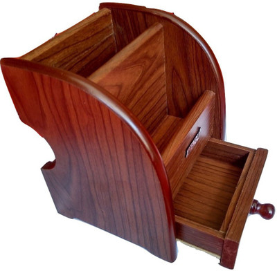 

AARTI 2 Compartments WOODEN DESK ORGANIZER [ DRAWER ](Brown)
