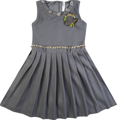 

Hunny Bunny Girls Midi/Knee Length Party Dress(Grey, Sleeveless