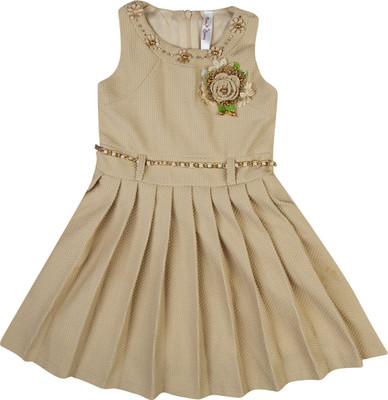 

Hunny Bunny Girls Midi/Knee Length Party Dress(Beige, Sleeveless
