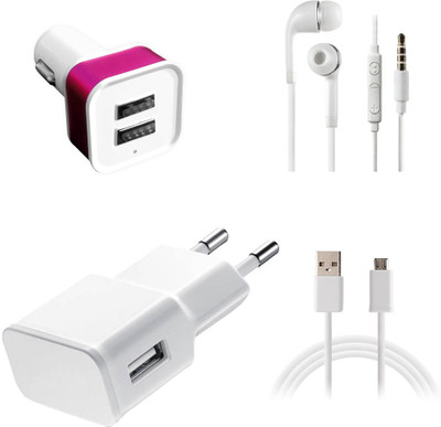 DAKRON Wall Charger Accessory Combo for Micromax Canvas Series(White)