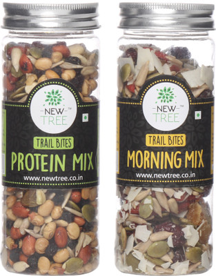 

New Tree Trail Bites Protein Mix & Morning Mix Pack Of 2 Assorted Nuts(320 g, Plastic Bottle)