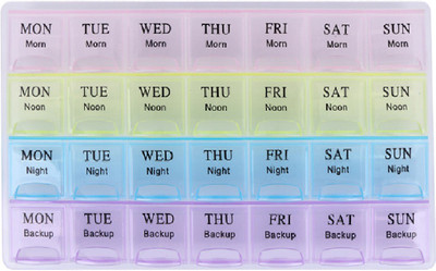 

vepson 1 week 7 Days 28 Compartment Lid Tablet medicine container Pill Box(Multicolor)