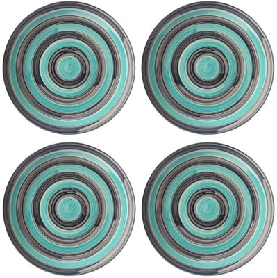 

caffeine Dinner Plate 10 Inch Stoneware in Teal Illusion Handmade Dinner Plates(Pack of 4)