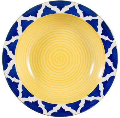 

caffeine Soup Plate 9 Inch Stoneware in Blue Mehrab Jaal (1 Pc) Handmade Dinner Plates