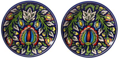 

caffeine Quarter Plate 7 Inch Stoneware in Blue Jaipuri Handmade Dinner Plates(Pack of 2)