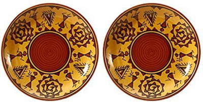 

caffeine Dinner Plate 10 Inch Stoneware in Mustard Romani Handmade set of 2 Dinner Plates(Pack of 2)