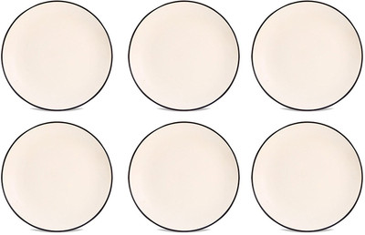 

caffeine Dinner Plate 10 IN Stoneware in Matte White (Set of 6) Handmade Dinner Plates(Pack of 6)