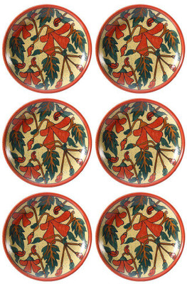 

caffeine Dinner Plate 10 Inch Stoneware in Orange Kohbar Handmade Dinner Plates(Pack of 6)