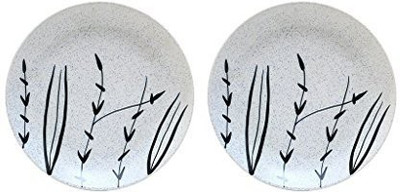 

caffeine Quarter Plate 7 Inch Stoneware in White Bamboo Handmade Dinner Plates(Pack of 2)