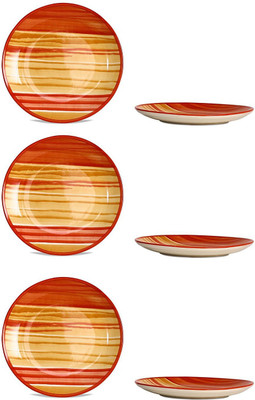 

caffeine Dinner Plate 10IN Ceramic/Stoneware in Orange and Beige Studio (Set of 6) Handmade Dinner Plates(Pack of 6)