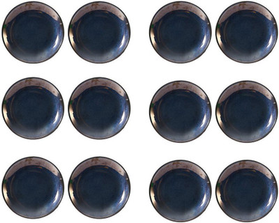 

caffeine Quarter Plate 7 Inch Stoneware in Black Ferrous Handmade Dinner Plates(Pack of 12)