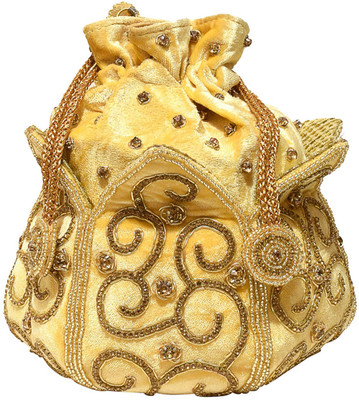 

Jewellerkaka Yellow Bridal Potli Clutch Potli(Yellow, Gold), Gold;yellow
