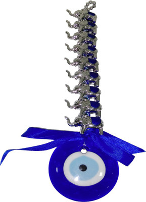

Bird In Blue Fengshui Silver Nazar Suraksha Kavach (Evil Eye Nine Elephants) Decorative Showpiece - 34 cm(Stoneware, Plastic, Dark Blue)