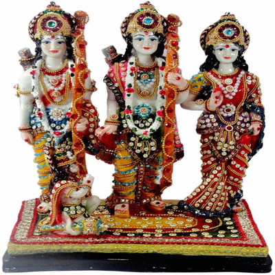 

A To Z Traders Ram Darbar Colored with Ornaments for Diwali Pooja Home Temple Decoration Decorative Showpiece - 31 cm(Polyresin, Red)