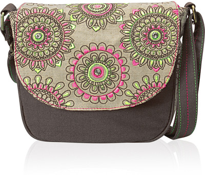 

Shaun Design Girls Brown, Beige Cotton Sling Bag, Beige;brown