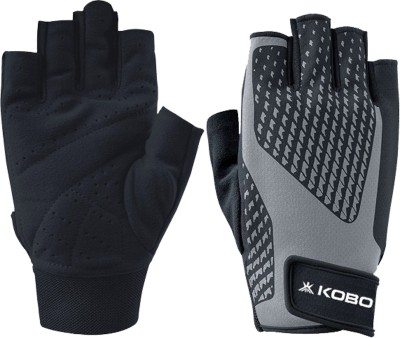 KOBO Fitness Weight Training Hand Protector Gym & Fitness Gloves(Grey/Black)