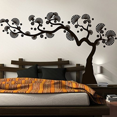 Asmi Collections 150 cm Black Bonsai Tree - Right To Left Removable Sticker(Pack of 1)