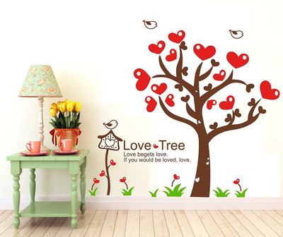 Asmi Collections 140 cm Love Tree Birds Cage Removable Sticker(Pack of 1)