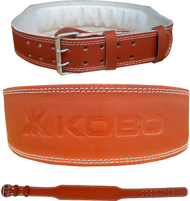 

Kobo 4" Weight Lifting Leather Belt Brown Back Support(Brown