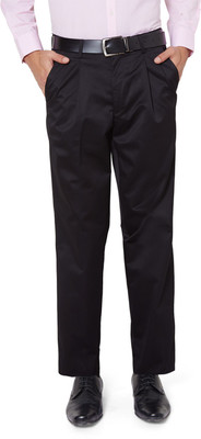 PETER ENGLAND Regular Fit Men Black Trousers