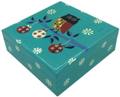 

The Crazy Me The crazy me owl wooden jewllerry box (hand painted) Jewellery Box Vanity Box(Blue)