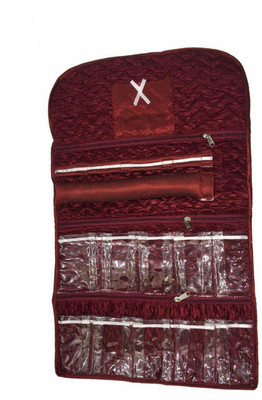 

MOTHERLAND Designer Hanging Satin Makeup kit For keeping Safe makeup accessories Vanity Box(Maroon)