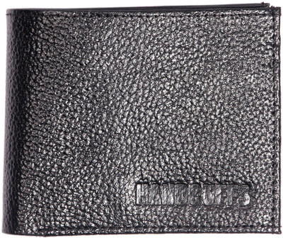 

HANDCUFFS Men Black Genuine Leather Wallet(10 Card Slots)
