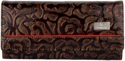 

K London Women Brown, Red Artificial Leather Wallet(4 Card Slots)