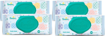 

Pampers Fresh Clean Baby Wipes Combo Pack Of 4pcs (Per Pcs 64 Wipes)(4 Pieces)