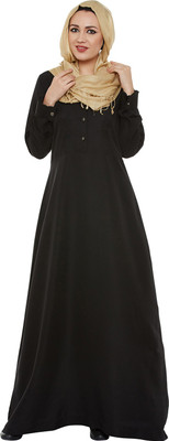 Momin Libas Polyester Solid Burqa(Black)