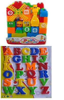 

Toyshine 35 pcs.Building Blocks with Magnetic Learning Alphabet Capital Letters(Multicolor)