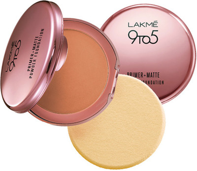 Lakmé 9 to 5 Primer Plus Matte Powder Foundation Compact(Natural Almond, 9 g)