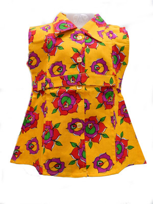 

BG Girls Midi/Knee Length Casual Dress(Yellow, Sleeveless