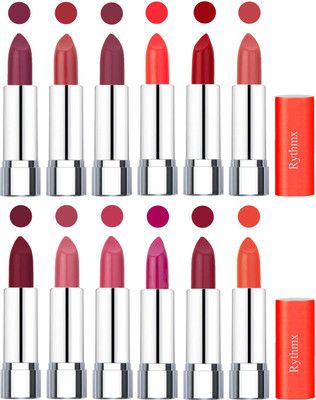 

Rythmx Creamy Matte Lipstick 013(Dark Purple, Coral, Mauve, Brick Red, Peach, Magenta, Matelic Peach, Matelic Coffee, Red, Dark Pink, Maroon Rebel, Orange, 48 g)