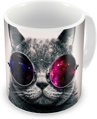 

Tuelip Printed Beautiful Funny Cat for Tea And Coffee 350 ml Ceramic Mug(350 ml), Multicolor