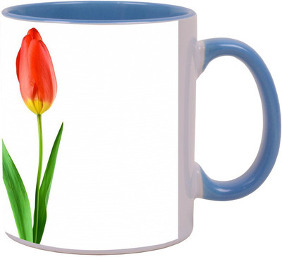

Arkist single red tulip Blue Ceramic Mug(340 ml), Multicolor
