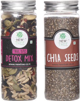 

New Tree Trail Bites Detox Mix & Chia Seeds Pack Of 2 Assorted Nuts(370 g, Plastic Bottle)