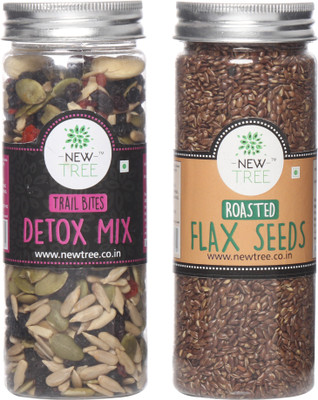 

New Tree Trail Bites Detox Mix & Roasted Flax Seeds Pack Of 2 Assorted Nuts(320 g, Plastic Bottle)