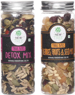 

New Tree Trail Bites Detox Mix & Berries, Fruits And Seed Mix Pack Of 2 Cashews, Blueberry, Cranberries(340 g, Plastic Bottle)