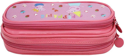 

Must Visit 1 peppa pig double zip pouch is a simple pouch to store all your valuabbles Art Artificial Leather Pencil Box(Set of 1, Pink)