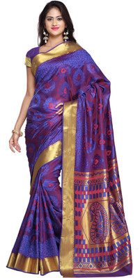 

Varkala Silk Sarees Woven Kanjivaram Silk Saree(Blue, Red), Royal blue