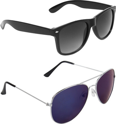 ABNER Wayfarer, Aviator Sunglasses(For Men & Women, Black, Blue)