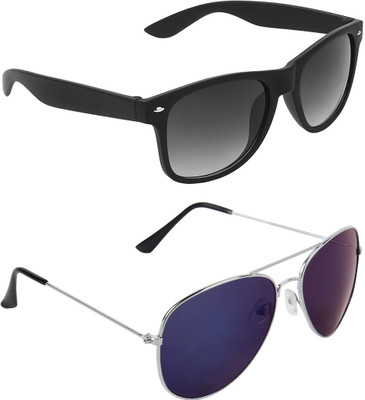 ABNER Wayfarer, Aviator Sunglasses(For Men & Women, Black, Blue)