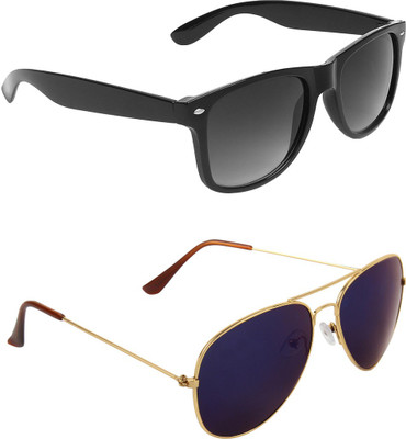 ABNER Wayfarer, Aviator Sunglasses(For Men & Women, Black, Blue)