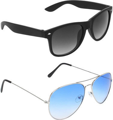 ABNER Wayfarer, Aviator Sunglasses(For Men & Women, Black, Blue)