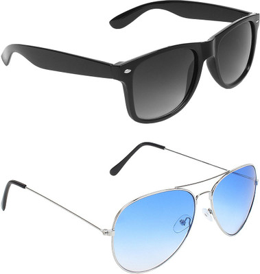 ABNER Wayfarer, Aviator Sunglasses(For Men & Women, Black, Blue)