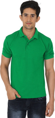 UZee Solid Men Polo Neck Yellow T-Shirt