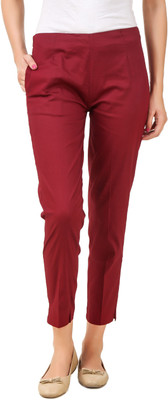 Q-Rious Regular Fit Women Maroon Trousers