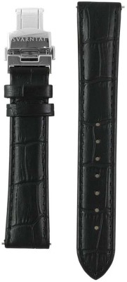 Svarntai Svarntai Women's Silver Alberni Strap 18 mm Genuine Italian Leather With Deployment Clasp Watch Strap(Jet Black)   Watches  (Svarntai)
